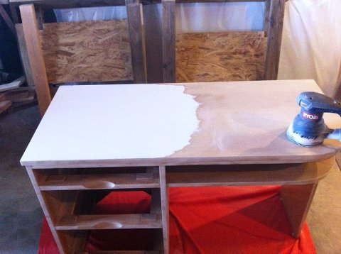 mid century desk makeover || sanding || This Little Miggy Stayed Home