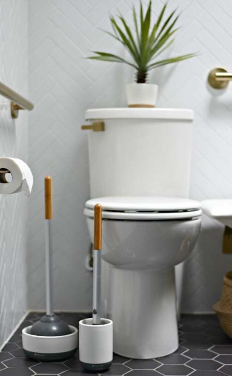  simplehuman Plunger and Toilet Brush Bundle, White : Home &  Kitchen