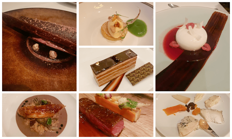 A photo collage of a bunch of fancy foods from Restaurant Remy on the Disney Fantasy.